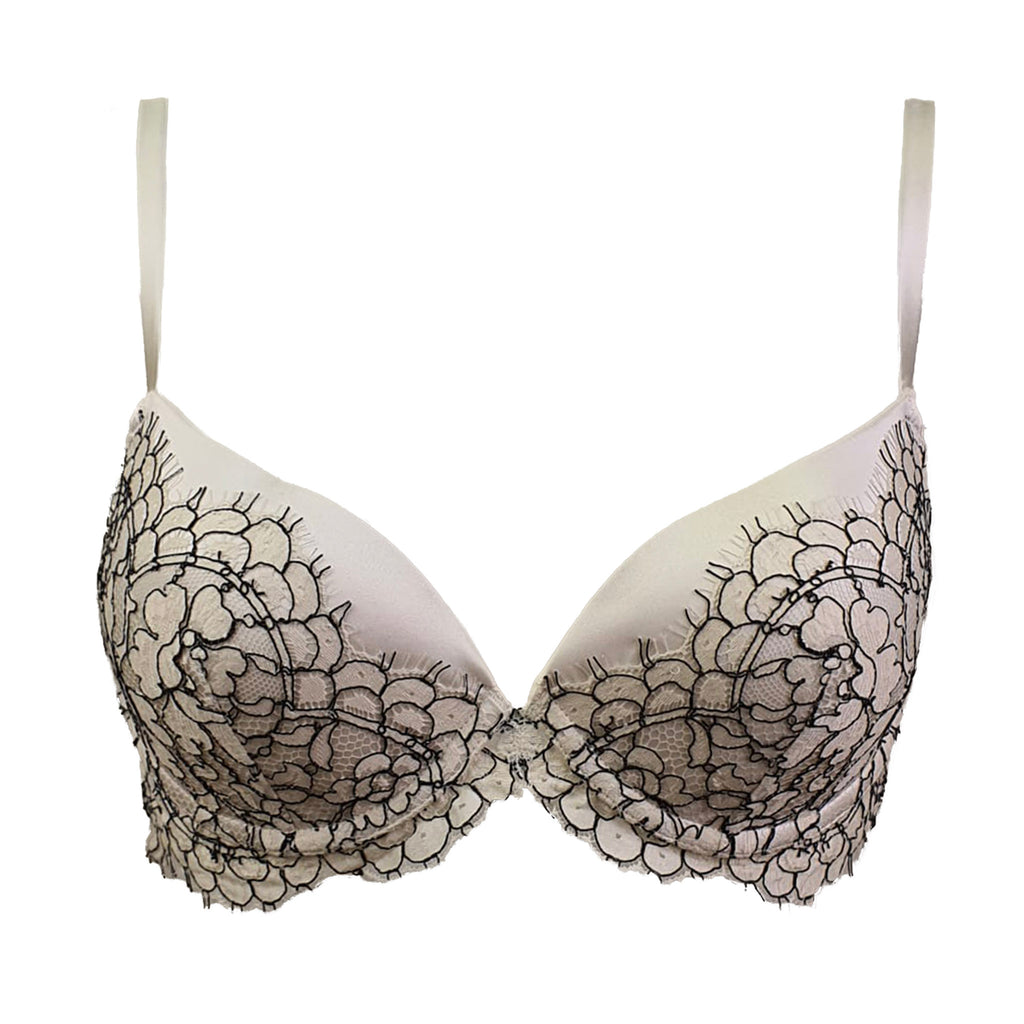 Enigma Plunge Padded Push-up Bra In Silk And Lace