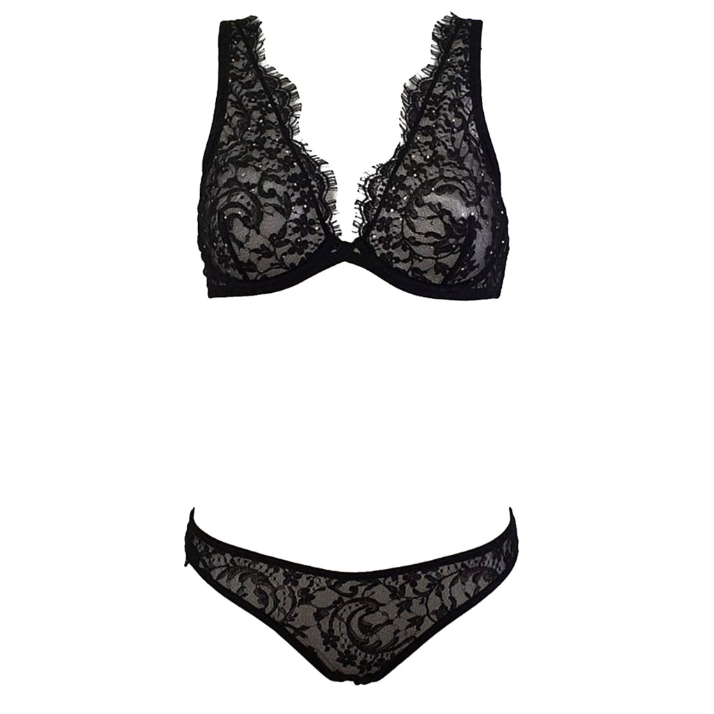 Daphne Underwire Lace Triangle Bra With Swarovski Crystals