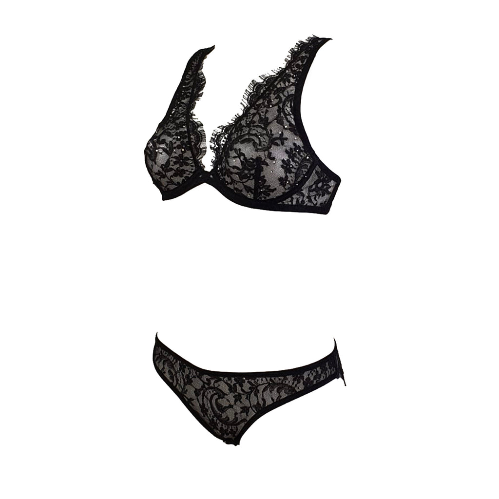 Daphne Underwire Lace Triangle Bra With Swarovski Crystals