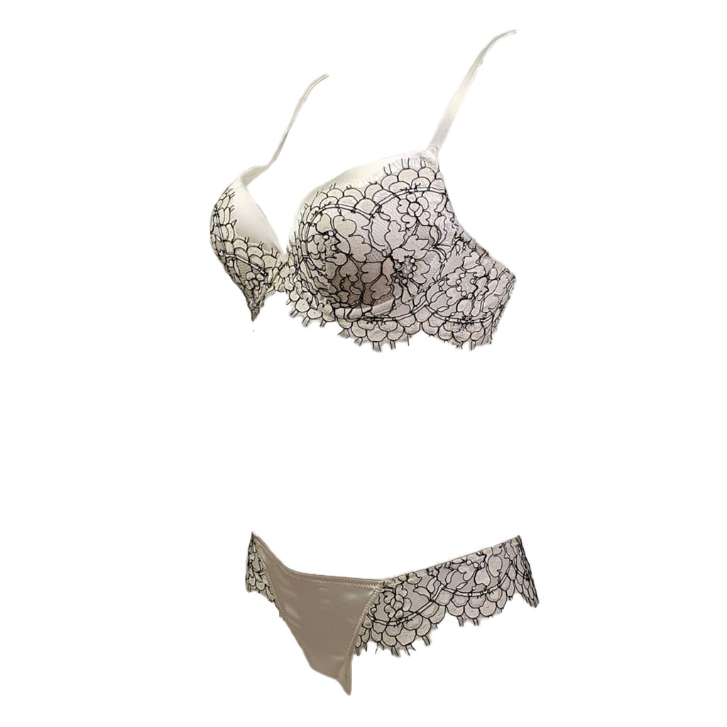 Enigma Plunge Padded Push-up Bra In Silk And Lace