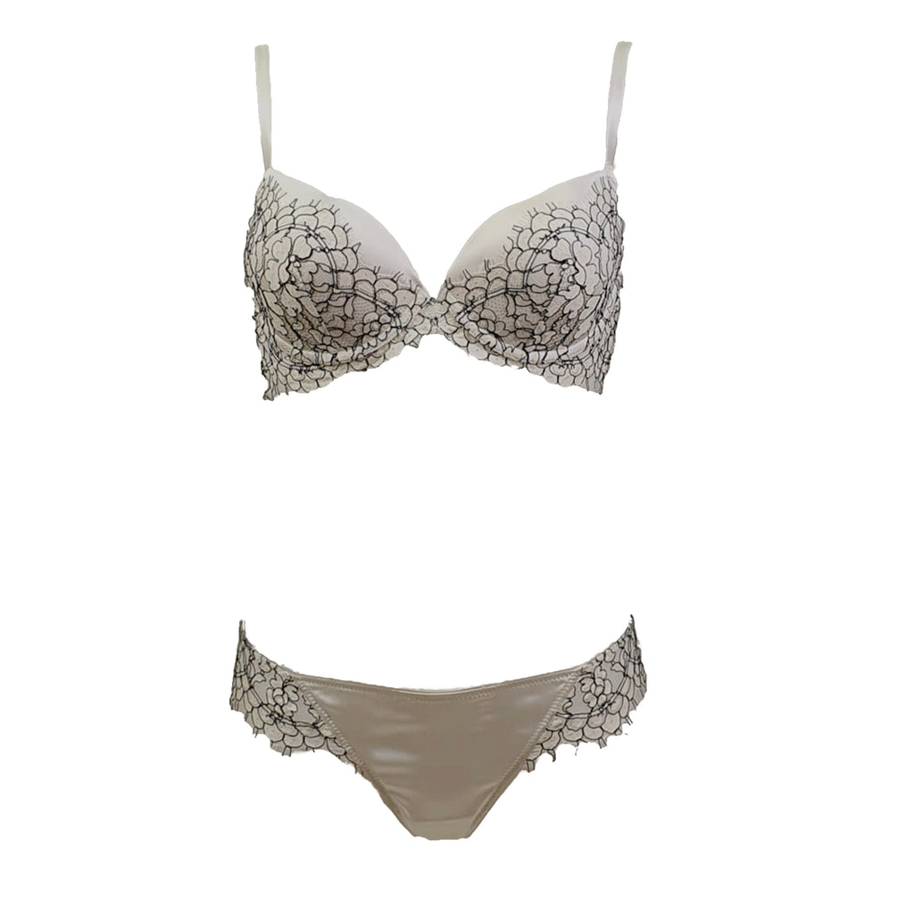 Enigma Plunge Padded Push-up Bra In Silk And Lace
