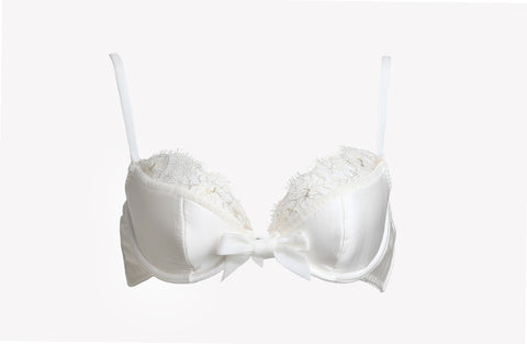 White Russian Silk Plunge Bra