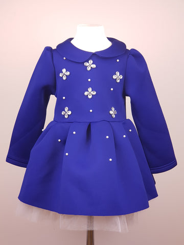 Party Dress with Crystal Flowers Embroideries