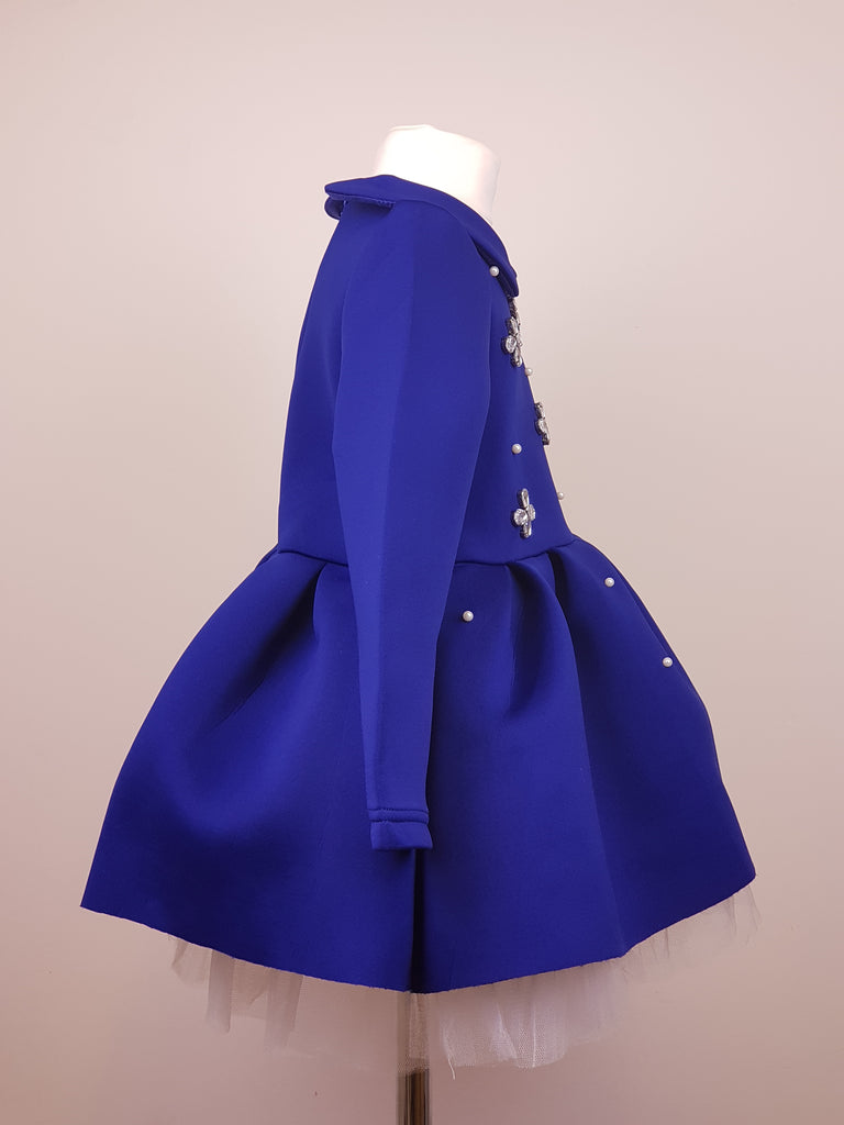 Party Dress with Crystal Flowers Embroideries