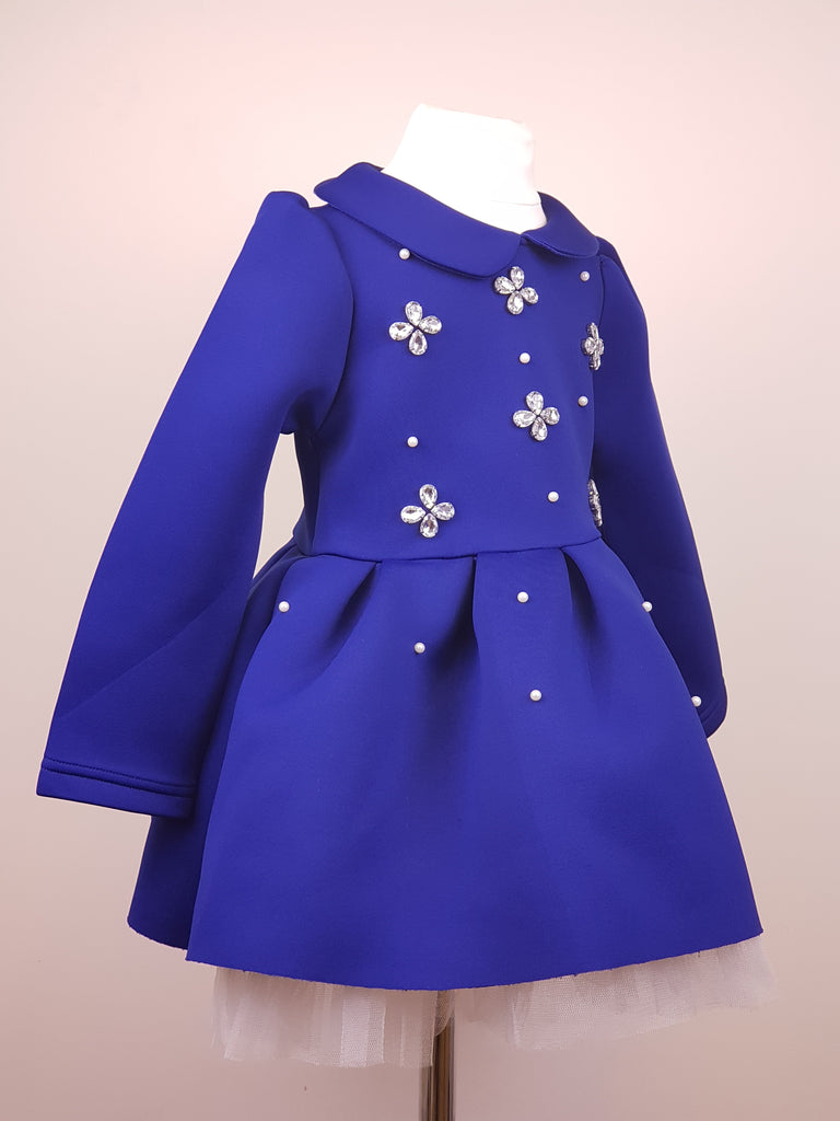Party Dress with Crystal Flowers Embroideries