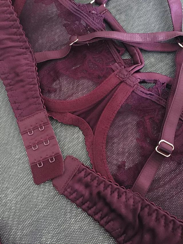 Burgundy Strappy Balcony Bra