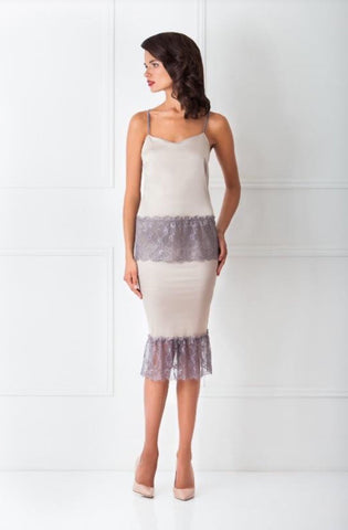 Ivory Satin Top And Skirt Set