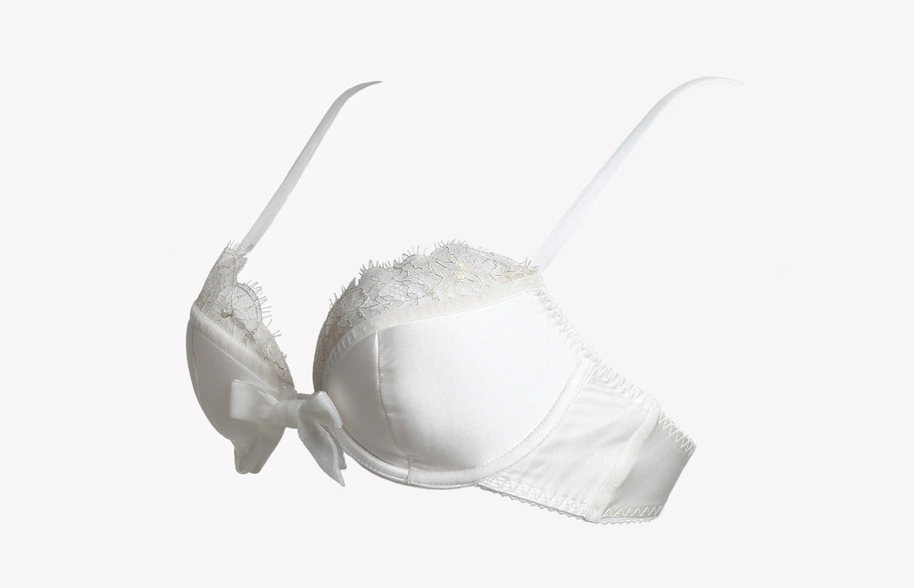 White Russian Silk Plunge Bra