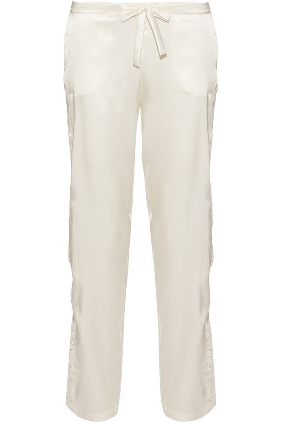 Macaroon Delight Lace-trimmed silk-blend satin pyjama pants