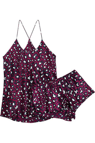 Bella Marilyn leopard-print silk pajama set