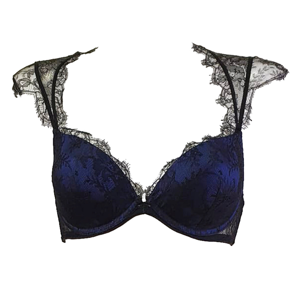 Belle Du Jour Plunge Padded Push-up Bra (Bluemarine/Black)