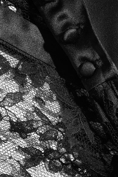 Fatal Attraction Chantilly Lace Shirt Bodysuit With Silk Trim
