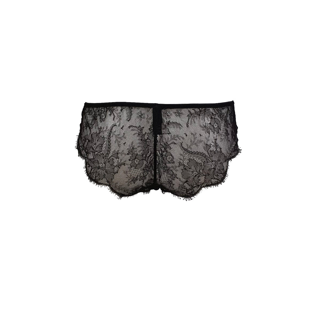 Belle Du Jour Satin Brief With Full Lace Back (Bluemarine/Black)