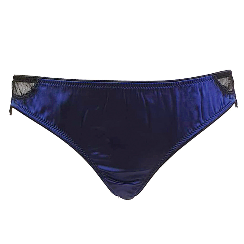 Belle Du Jour Satin Brief With Full Lace Back (Bluemarine/Black)