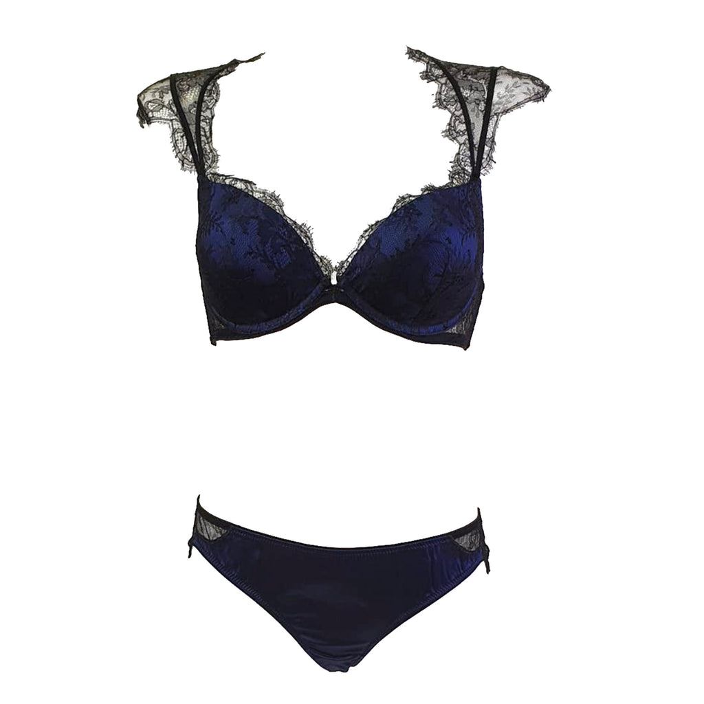 Belle Du Jour Plunge Padded Push-up Bra (Bluemarine/Black)