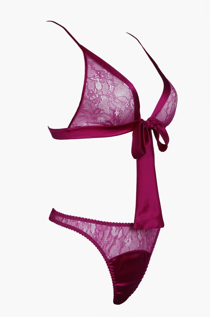 Tease Front Tie Lace Boudoir Bra