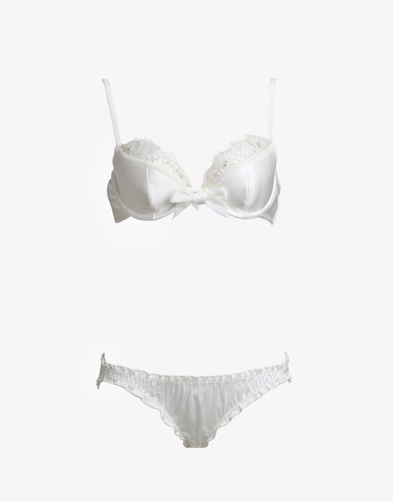 White Russian Silk Plunge Bra