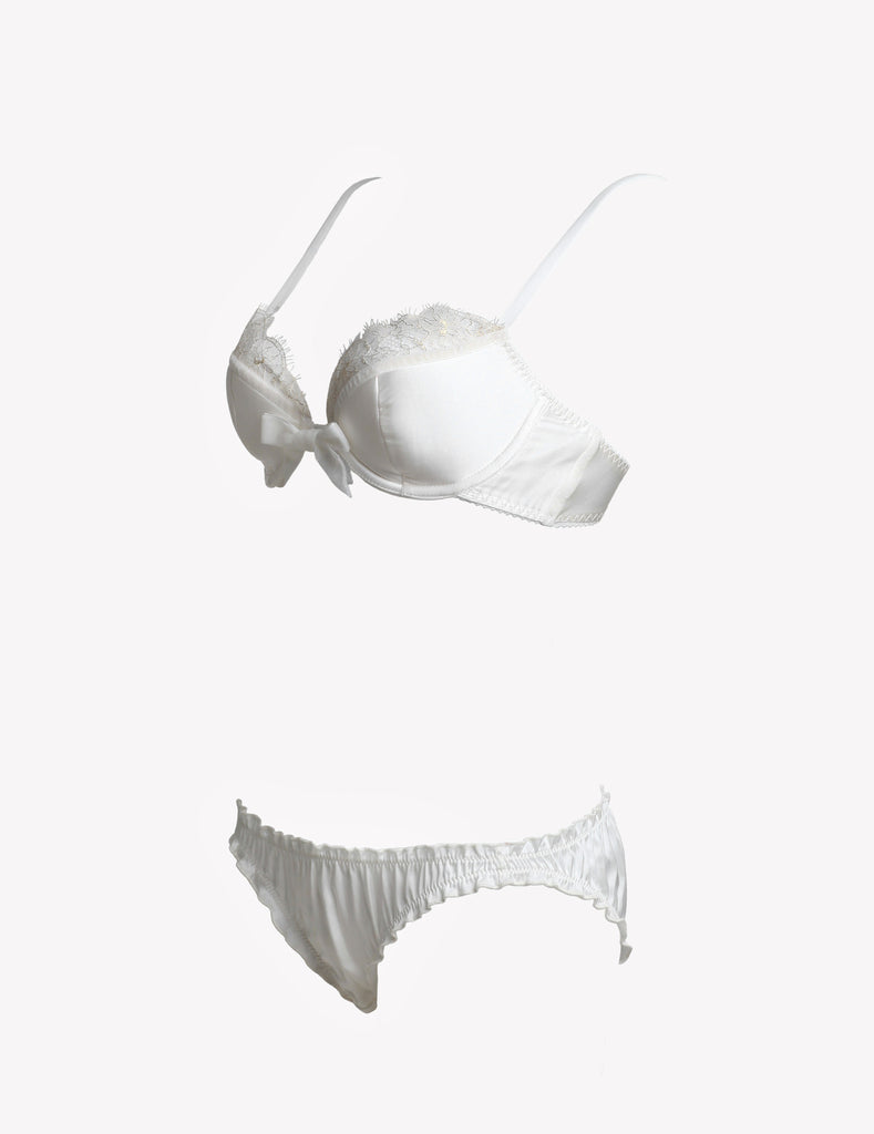 White Russian Silk Plunge Bra