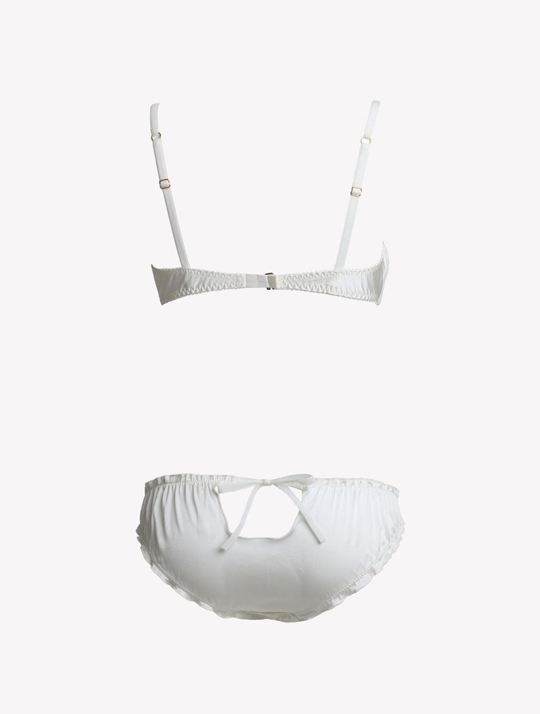 White Russian Silk Plunge Bra