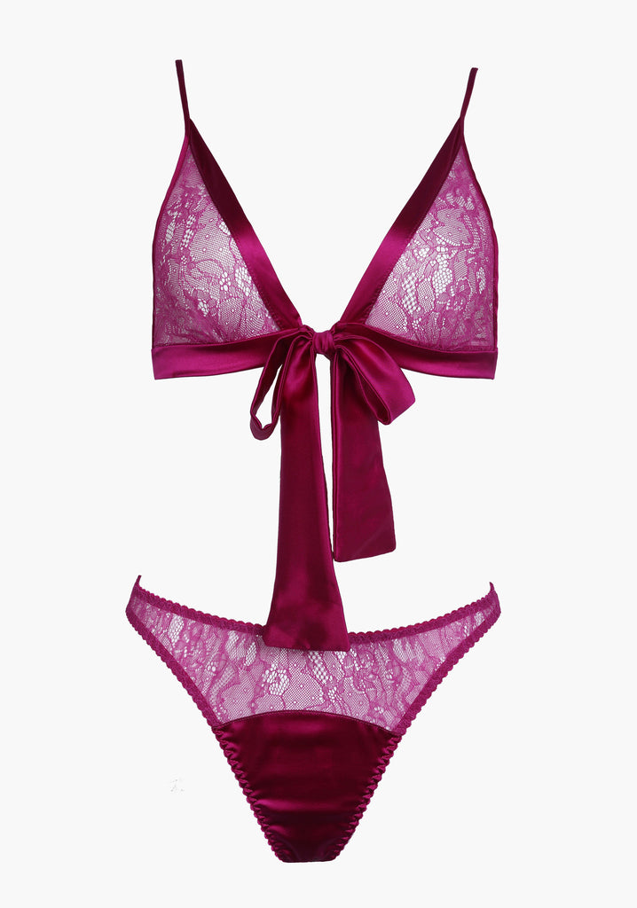 Tease Front Tie Lace Boudoir Bra