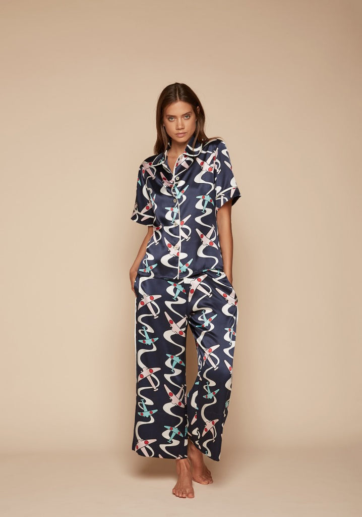 Daria Amelia Silk Shirt and Wide  Leg Trouser Set