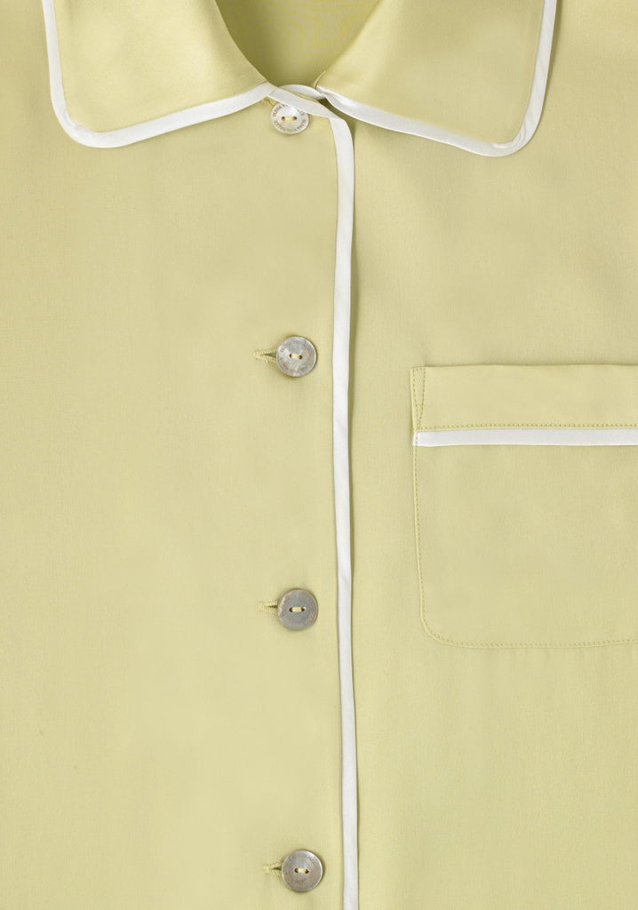 Millicent Camomile Silk Shirt and Shorts Set