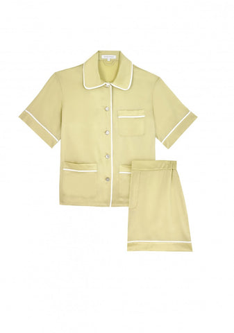Millicent Camomile Silk Shirt and Shorts Set